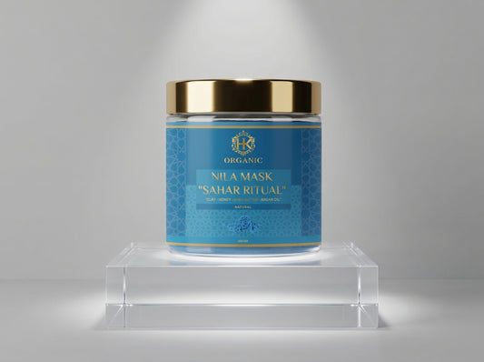 Cosmetic jar labeled 'Sahar Ritual' on a gray background