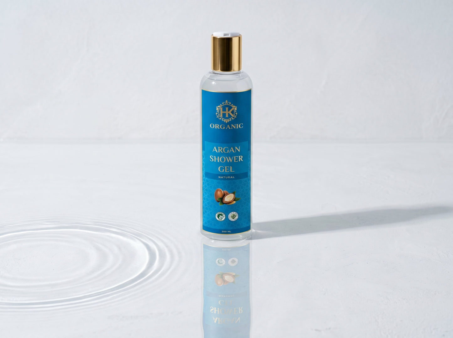 Bottle of Argan Shower Gel on a white background