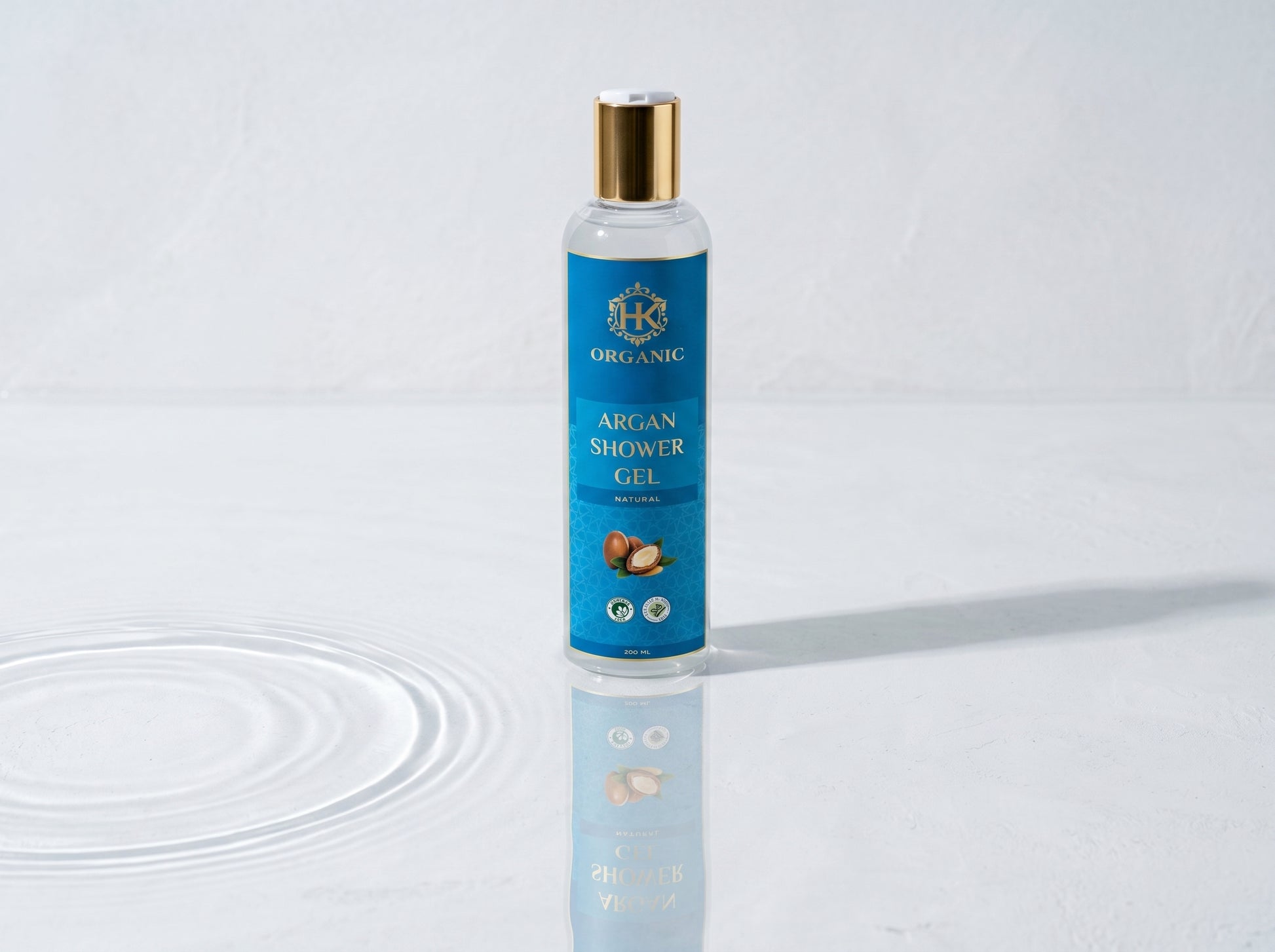 Bottle of Argan Shower Gel on a white background