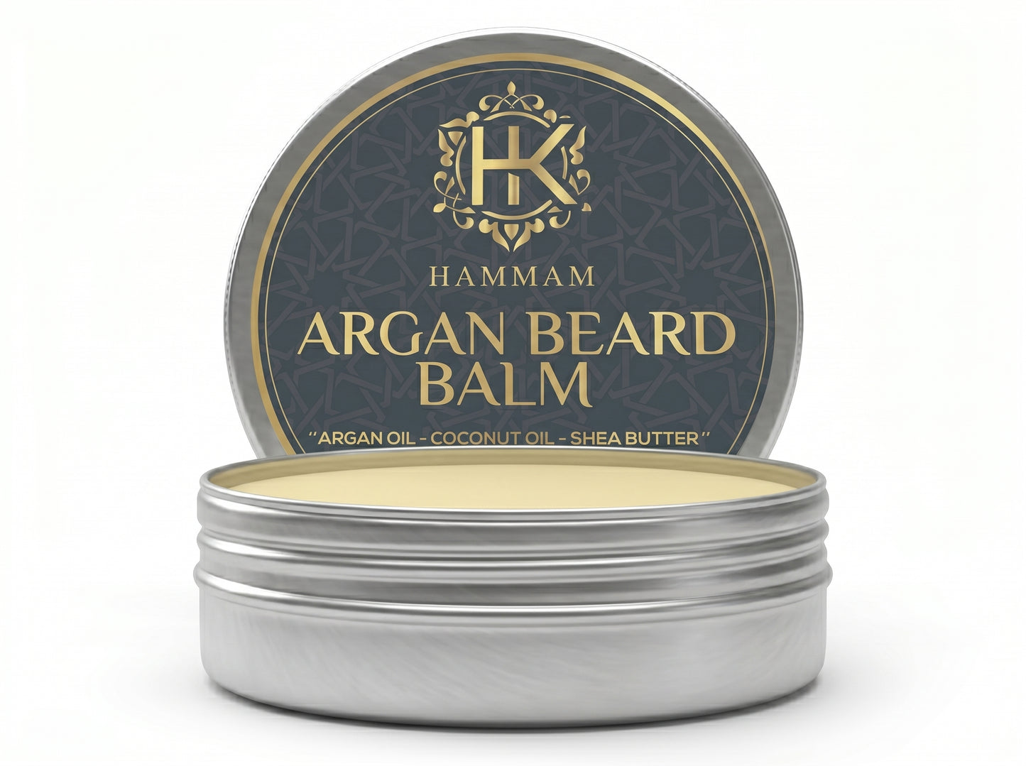 Hammam Argan Beard Balm container with visible branding on a white background