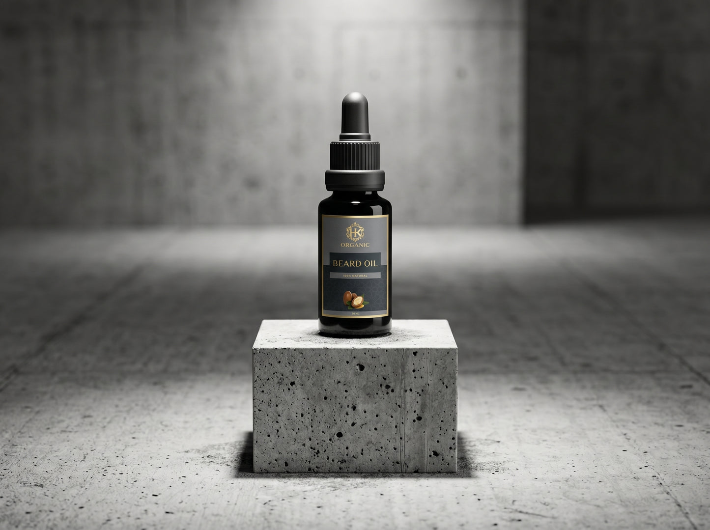 Bottle of Ulei de Seminţe (Seed Oil) on a concrete block with a gray background