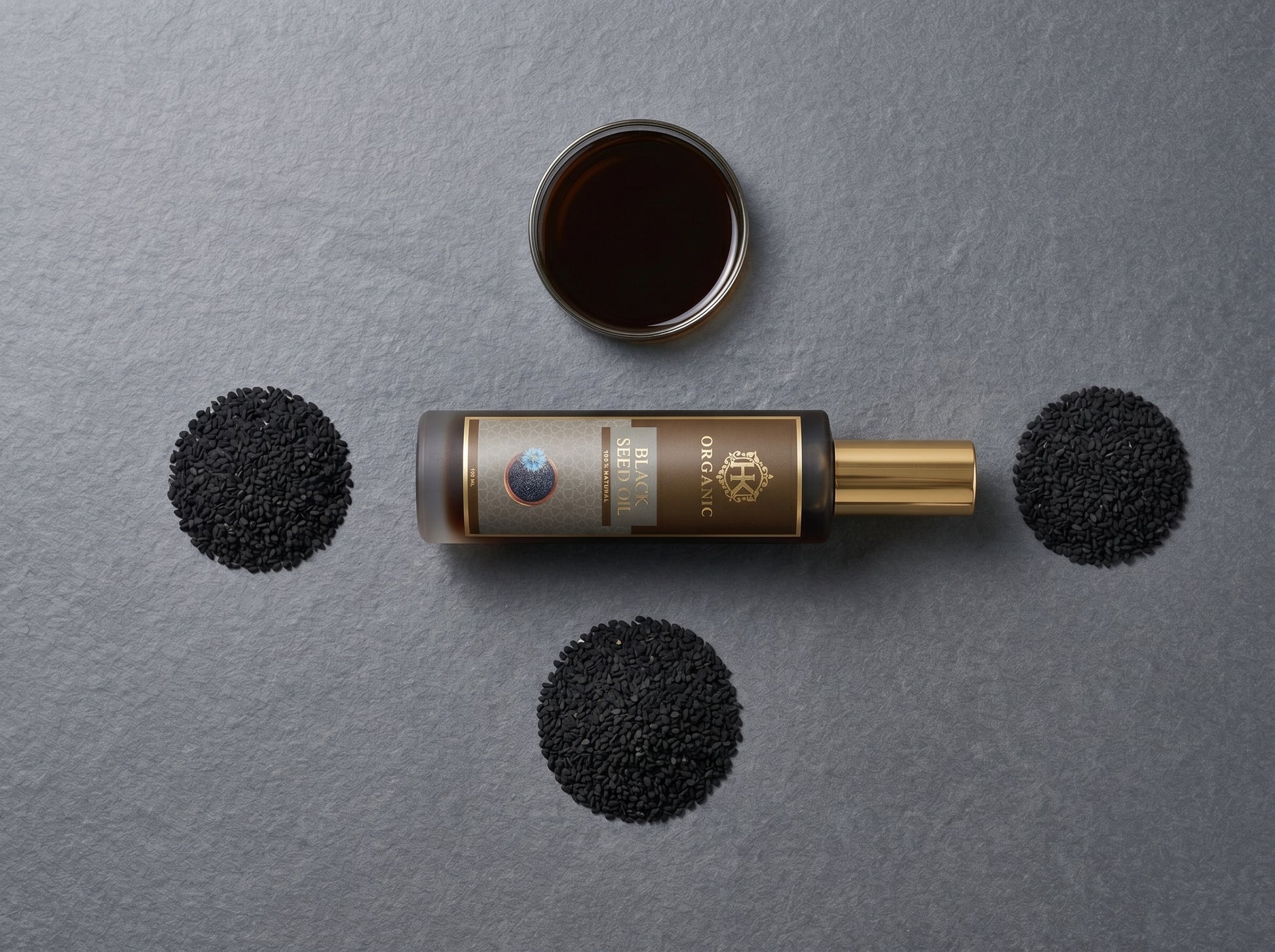 Bottle of wine with corks on a gray surface