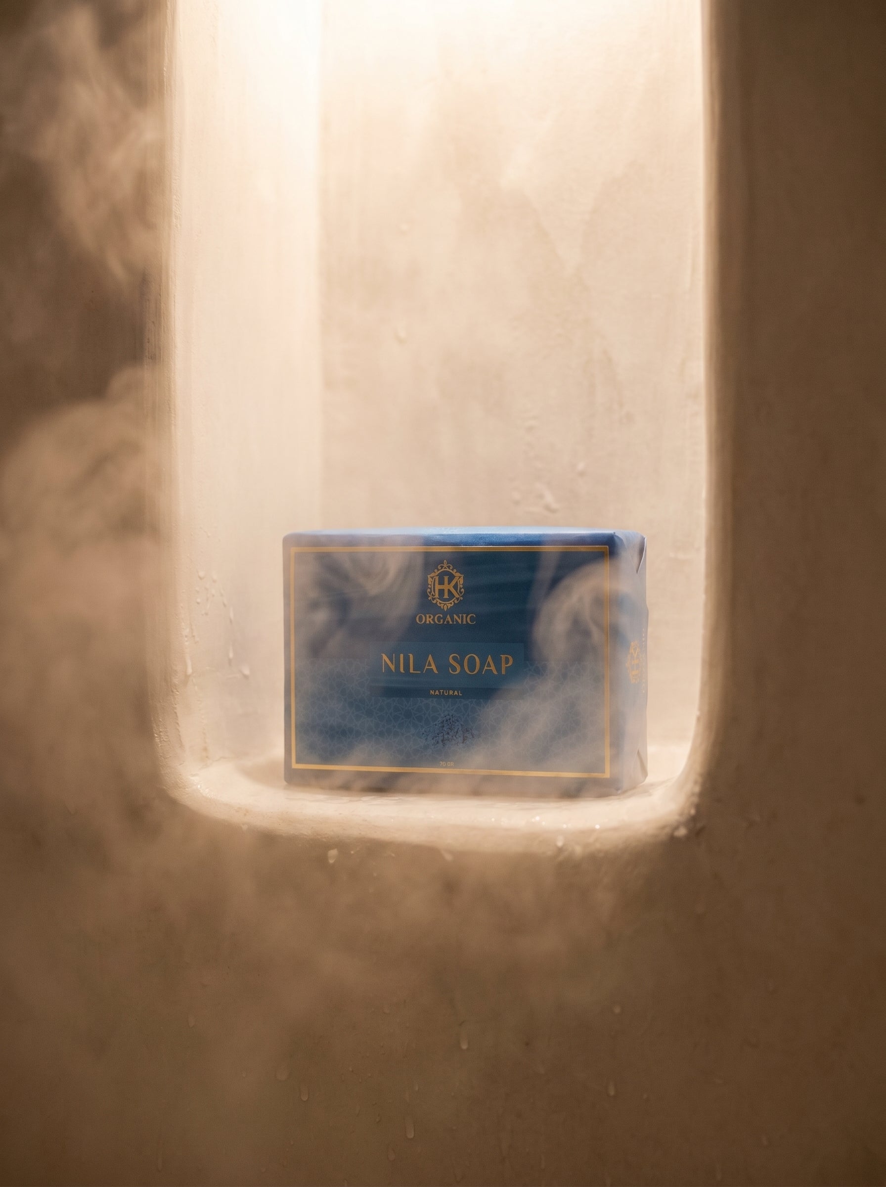 Nila Soap bar with a label on a beige background
