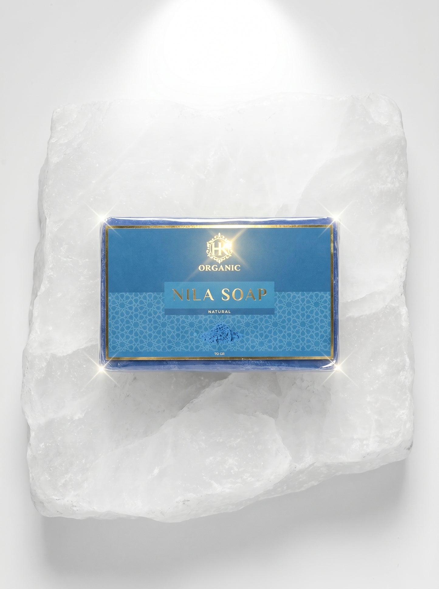 Bar of Nila Soap with a blue label on a white background